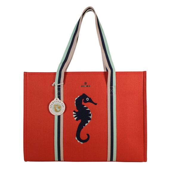 Spartina 449 Handbags - Spartina 449 Canvas Carry All Tote - Seahorse / Orange with Stripe - NWT